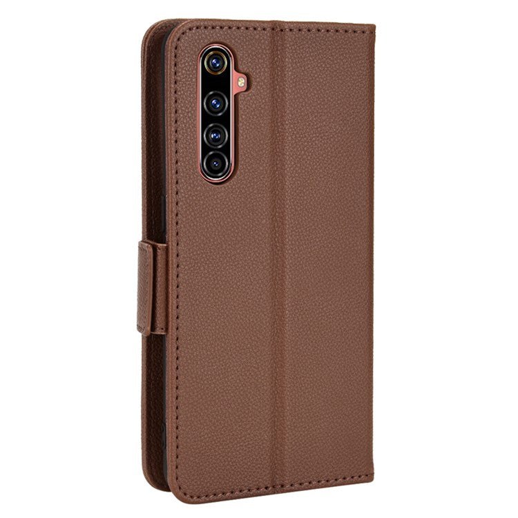 For Realme X50 Pro 5G/X50 Pro Player Litchi Texture Wallet Stand Leather Phone Case with Double Magnetic Clasp - Brown