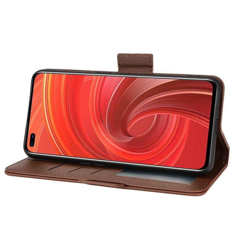 For Realme X50 Pro 5G/X50 Pro Player Litchi Texture Wallet Stand Leather Phone Case with Double Magnetic Clasp - Brown