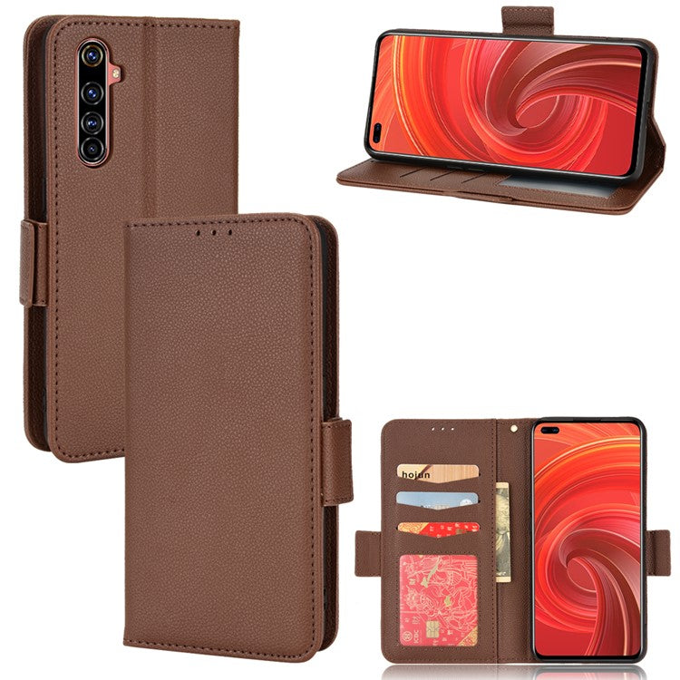For Realme X50 Pro 5G/X50 Pro Player Litchi Texture Wallet Stand Leather Phone Case with Double Magnetic Clasp - Brown