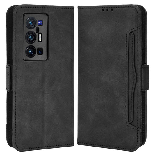 For vivo X70 Pro+ PU Leather + TPU Multiple Card Slots Stand Phone Case Anti-drop Wallet Shell - Black