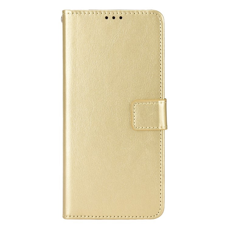 For Realme GT2 Pro Crazy Horse Texture Wallet Leather Cover Phone Stand Case with Wrist Strap - Gold