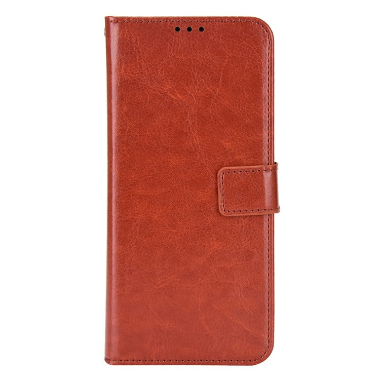 For Realme GT2 Pro Crazy Horse Texture Wallet Leather Cover Phone Stand Case with Wrist Strap - Brown