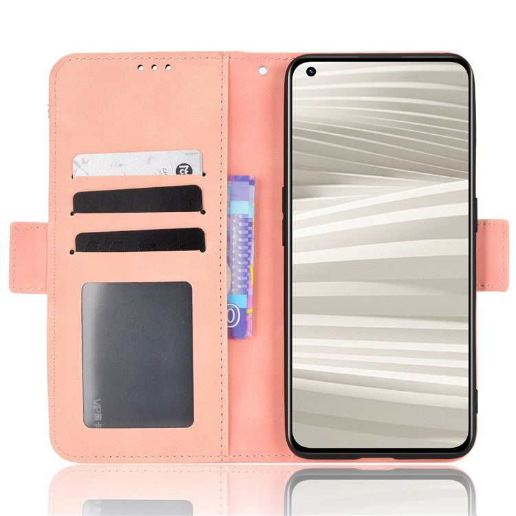 For Realme GT2 Pro PU Leather Wallet Phone Case Card Slots Holder Stand Magnetic Shockproof Cover - Pink