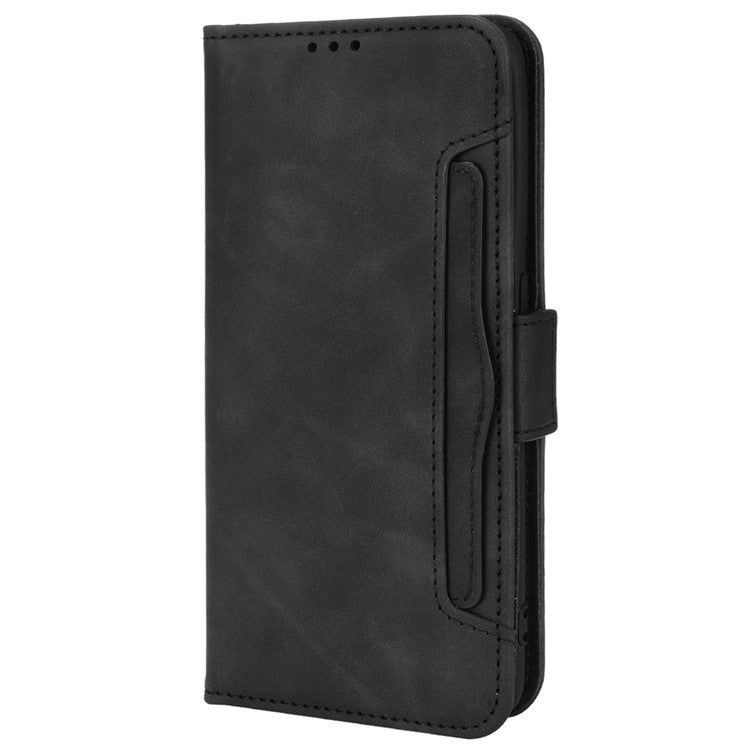 For Realme GT2 Pro PU Leather Wallet Phone Case Card Slots Holder Stand Magnetic Shockproof Cover - Black