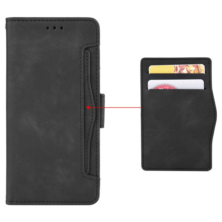 For Realme GT2 Pro PU Leather Wallet Phone Case Card Slots Holder Stand Magnetic Shockproof Cover - Black