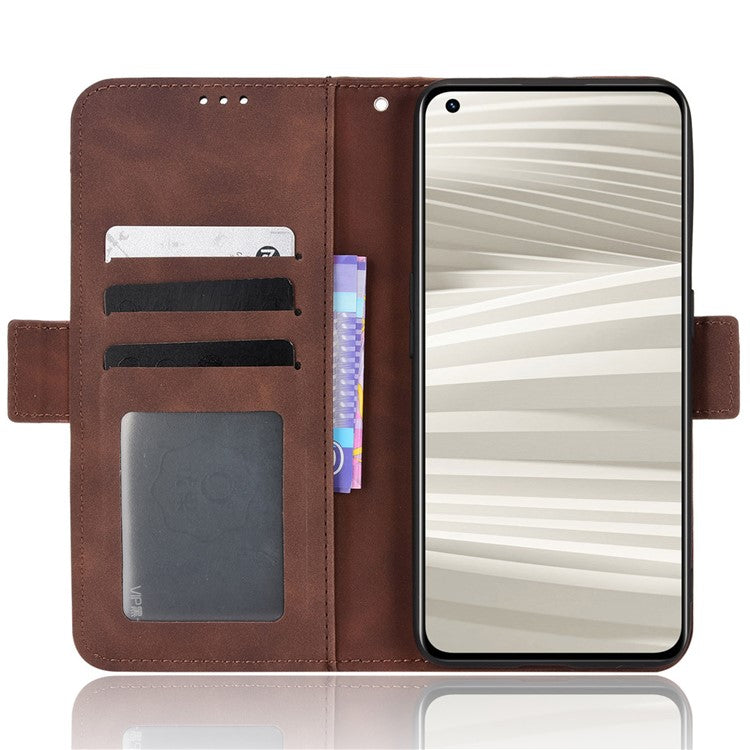For Realme GT2 Pro PU Leather Wallet Phone Case Card Slots Holder Stand Magnetic Shockproof Cover - Brown