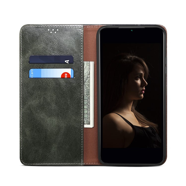 For Realme 9i 4G / Oppo A76 / A36 PU Leather Wallet Case Waxy Crazy Horse Texture Stand Phone Cover - Green