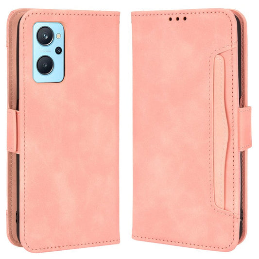 For Realme 9i/Oppo A36 4G/A76 4G, Multiple Card Slots PU Leather Cover Magnetic Clasp Wallet Stand Case - Pink