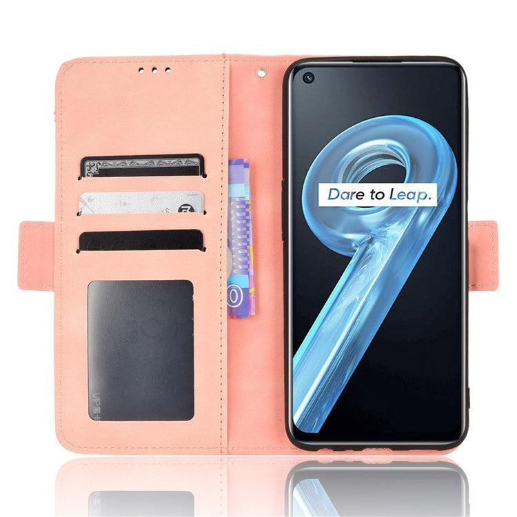 For Realme 9i/Oppo A36 4G/A76 4G, Multiple Card Slots PU Leather Cover Magnetic Clasp Wallet Stand Case - Pink