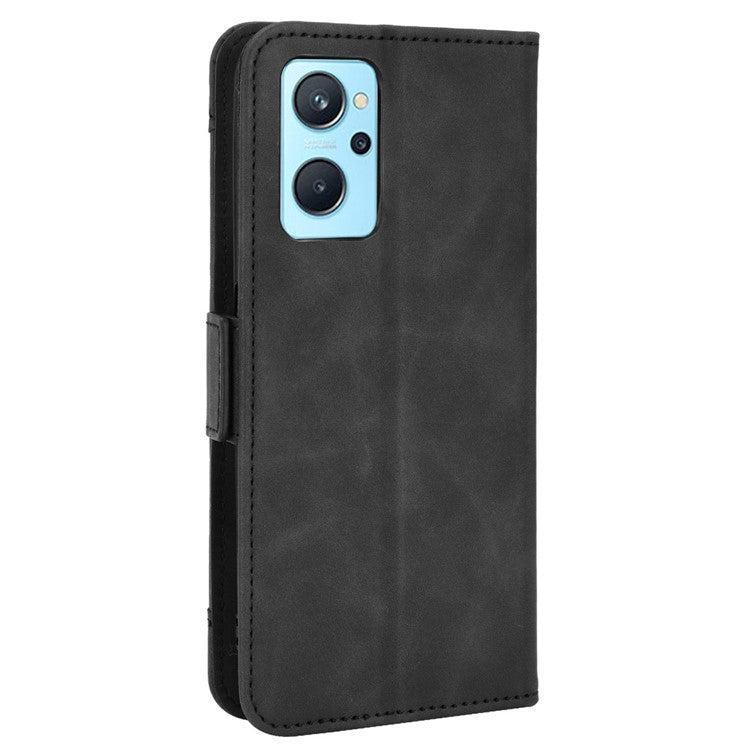 For Realme 9i/Oppo A36 4G/A76 4G, Multiple Card Slots PU Leather Cover Magnetic Clasp Wallet Stand Case - Black