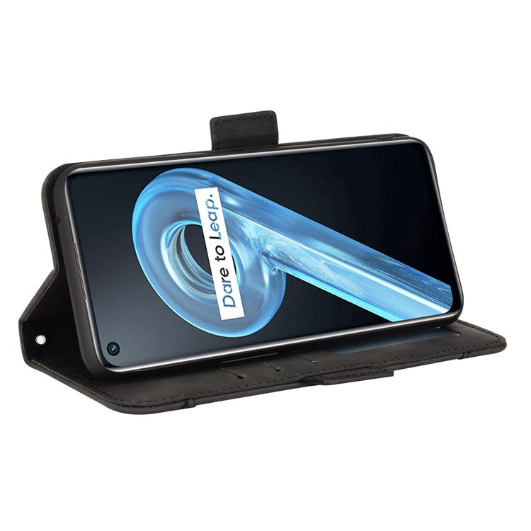 For Realme 9i/Oppo A36 4G/A76 4G, Multiple Card Slots PU Leather Cover Magnetic Clasp Wallet Stand Case - Black