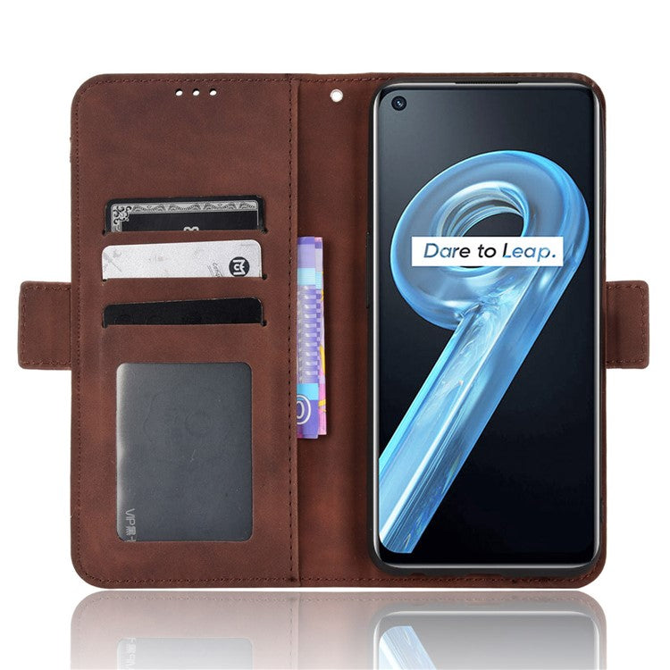 For Realme 9i/Oppo A36 4G/A76 4G, Multiple Card Slots PU Leather Cover Magnetic Clasp Wallet Stand Case - Brown