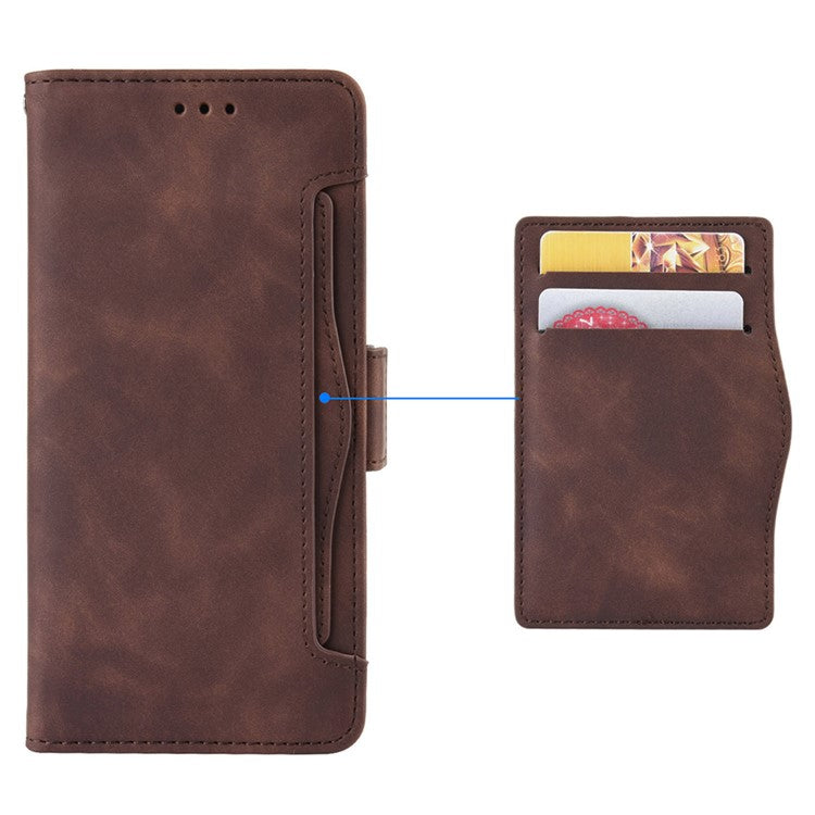 For Realme 9i/Oppo A36 4G/A76 4G, Multiple Card Slots PU Leather Cover Magnetic Clasp Wallet Stand Case - Brown
