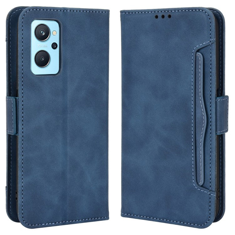 For Realme 9i/Oppo A36 4G/A76 4G, Multiple Card Slots PU Leather Cover Magnetic Clasp Wallet Stand Case - Blue