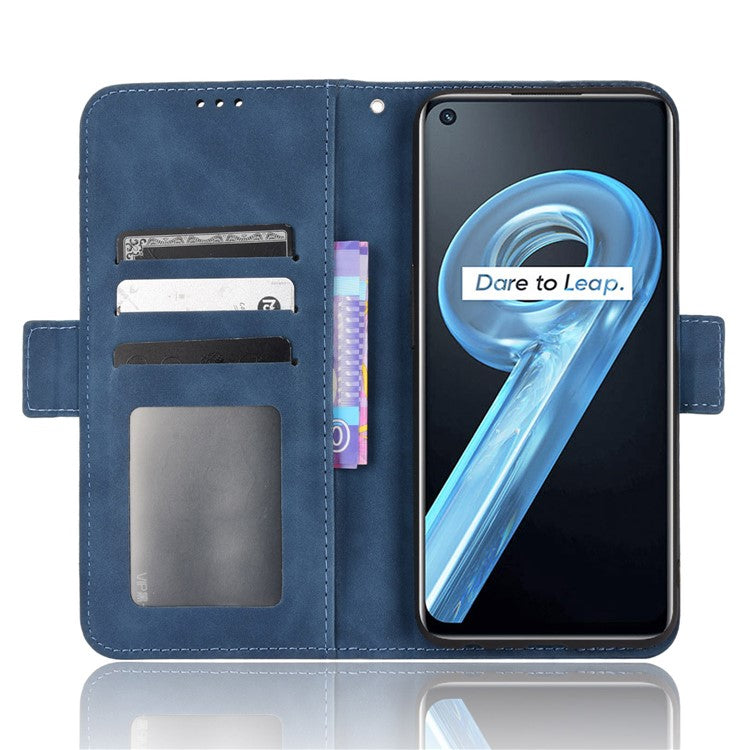 For Realme 9i/Oppo A36 4G/A76 4G, Multiple Card Slots PU Leather Cover Magnetic Clasp Wallet Stand Case - Blue