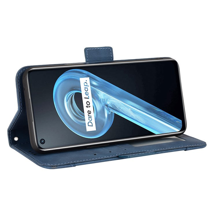 For Realme 9i/Oppo A36 4G/A76 4G, Multiple Card Slots PU Leather Cover Magnetic Clasp Wallet Stand Case - Blue