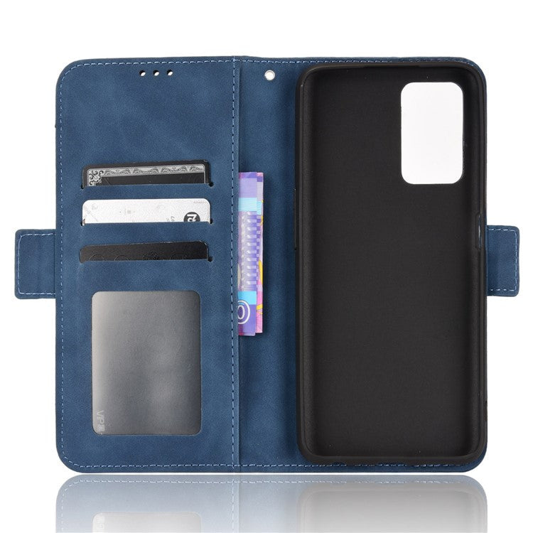 For Realme 9i/Oppo A36 4G/A76 4G, Multiple Card Slots PU Leather Cover Magnetic Clasp Wallet Stand Case - Blue