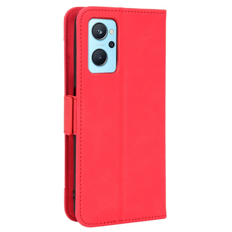 For Realme 9i/Oppo A36 4G/A76 4G, Multiple Card Slots PU Leather Cover Magnetic Clasp Wallet Stand Case - Red