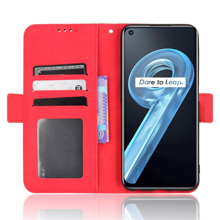 For Realme 9i/Oppo A36 4G/A76 4G, Multiple Card Slots PU Leather Cover Magnetic Clasp Wallet Stand Case - Red