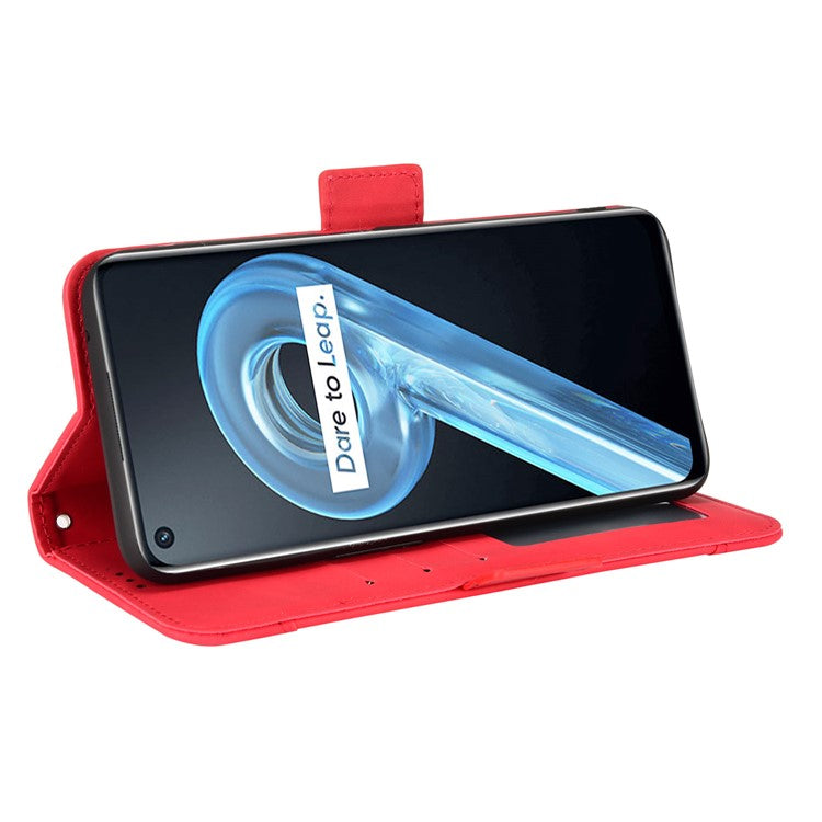 For Realme 9i/Oppo A36 4G/A76 4G, Multiple Card Slots PU Leather Cover Magnetic Clasp Wallet Stand Case - Red