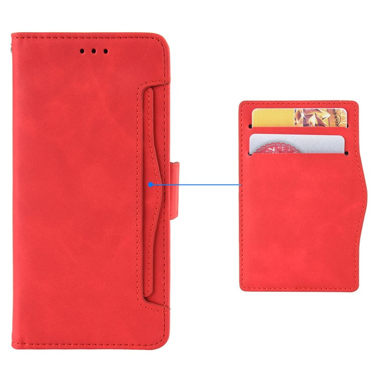 For Realme 9i/Oppo A36 4G/A76 4G, Multiple Card Slots PU Leather Cover Magnetic Clasp Wallet Stand Case - Red