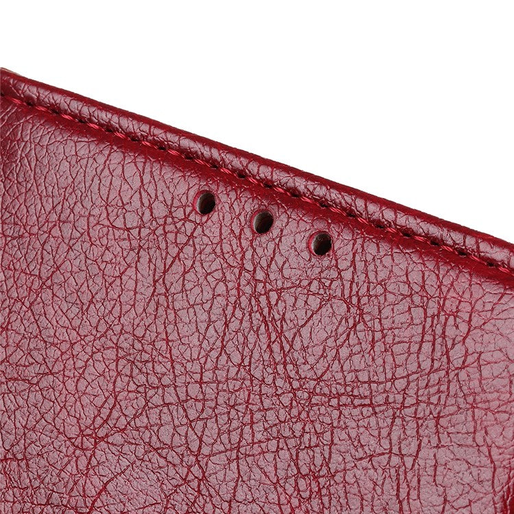 Mobile Phone Case for Oppo Reno7 SE 5G Nappa Texture Split Leather Stand Wallet Dual-sided Magnetic Clasp Phone Shell - Red