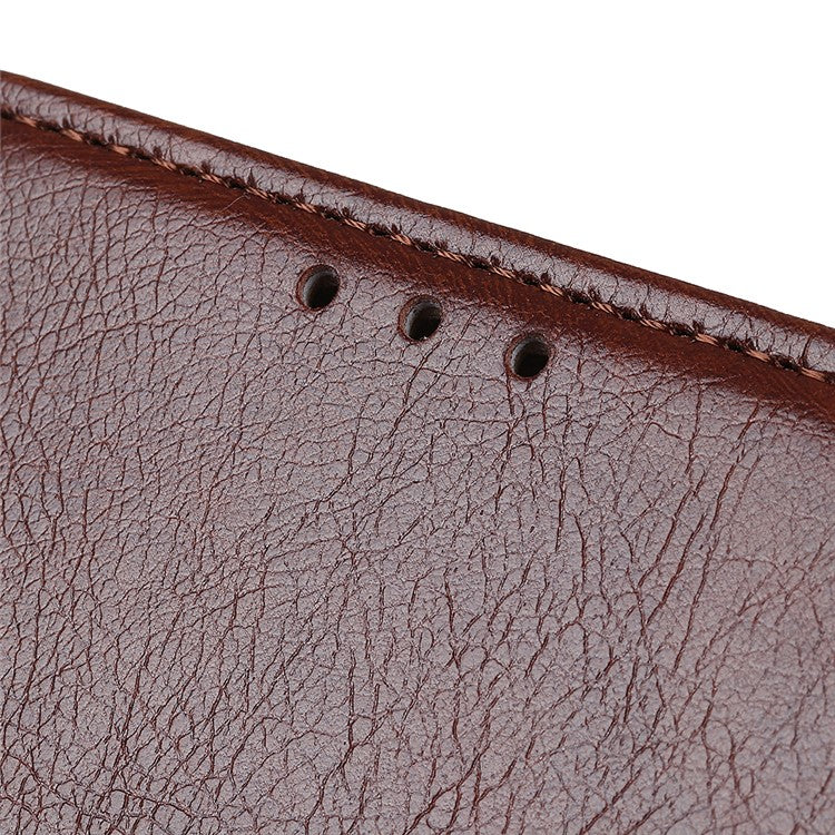 Mobile Phone Case for Oppo Reno7 SE 5G Nappa Texture Split Leather Stand Wallet Dual-sided Magnetic Clasp Phone Shell - Brown