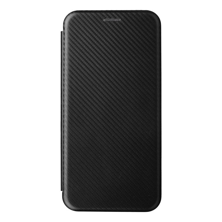 For Realme 9i/Oppo A36 4G/A76 4G Carbon Fiber Texture PU Leather Phone Case Card Slot Stand Cover Shell - Black