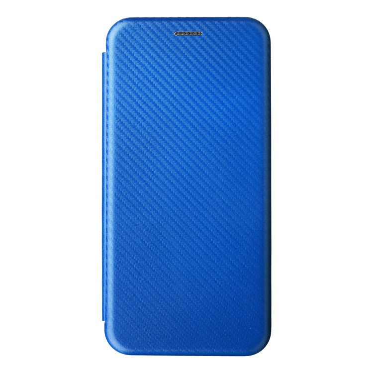 For Realme 9i/Oppo A36 4G/A76 4G Carbon Fiber Texture PU Leather Phone Case Card Slot Stand Cover Shell - Blue