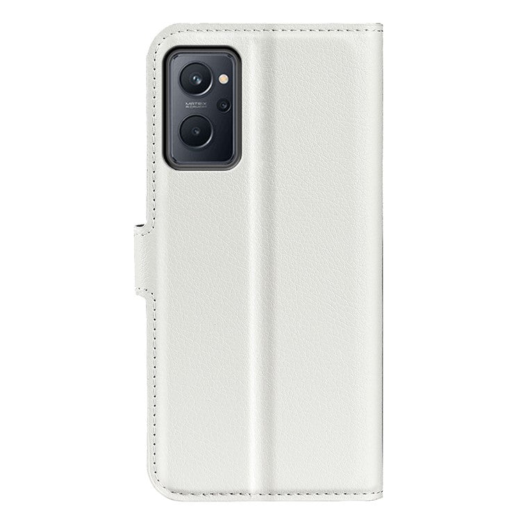 For Realme 9i/Oppo A36 4G/A76 4G Litchi Texture PU Leather Flip Cover Stand Wallet Magnetic Closure Folio Book Phone Case - White