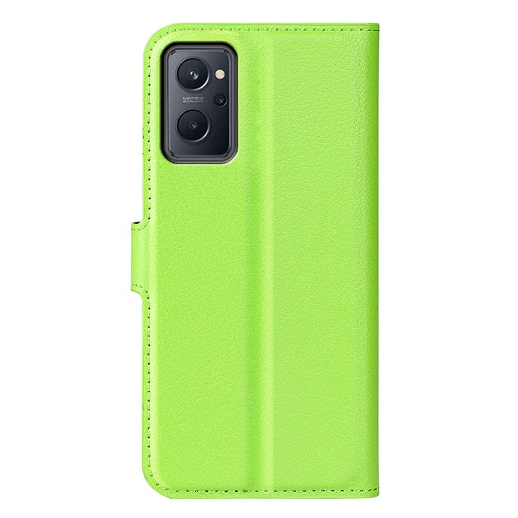 For Realme 9i/Oppo A36 4G/A76 4G Litchi Texture PU Leather Flip Cover Stand Wallet Magnetic Closure Folio Book Phone Case - Green
