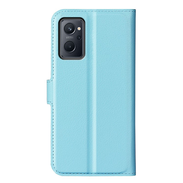 For Realme 9i/Oppo A36 4G/A76 4G Litchi Texture PU Leather Flip Cover Stand Wallet Magnetic Closure Folio Book Phone Case - Blue