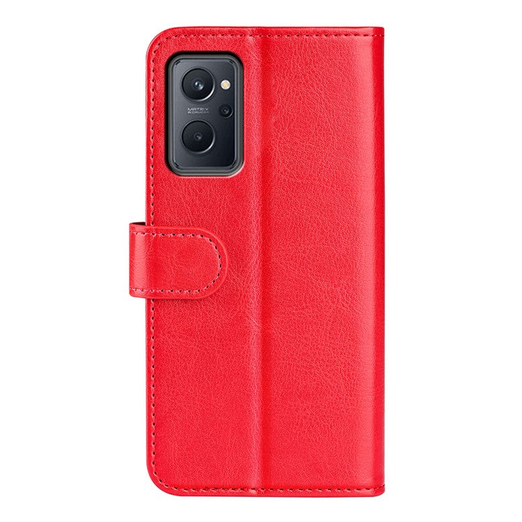 For Realme 9i/Oppo A36 4G/A76 4G Crazy Horse Texture Folio Flip Wallet Case PU Leather Stand Full Protection Phone Cover - Red