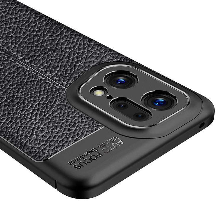 Litchi Texture Phone Case for Oppo Find X5 Pro, Anti-scratch Flexible TPU Protective Cover - Black