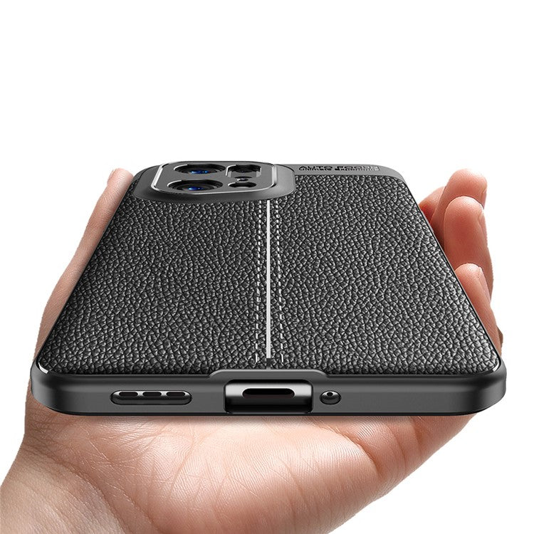 Litchi Texture Phone Case for Oppo Find X5 Pro, Anti-scratch Flexible TPU Protective Cover - Black