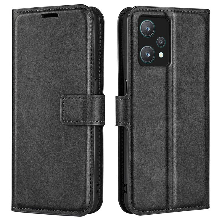 For Realme 9 Pro 5G / 9 5G / V25 / OnePlus Nord CE 2 Lite 5G Anti-scratch Textured PU Leather Wallet Phone Case Adjustable Stand Flip Phone Cover - Black