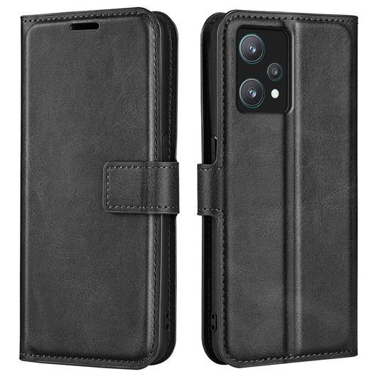 For Realme 9 Pro 5G / 9 5G / V25 / OnePlus Nord CE 2 Lite 5G Anti-scratch Textured PU Leather Wallet Phone Case Adjustable Stand Flip Phone Cover - Black