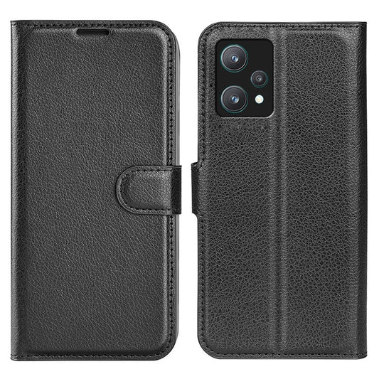 For Realme 9 Pro 5G / 9 5G / V25 / OnePlus Nord CE 2 Lite 5G Smartphone Case Bag Litchi Texture PU Leather Flip Cover Stand Wallet Magnetic Closure Folio Book Phone Cover - Black