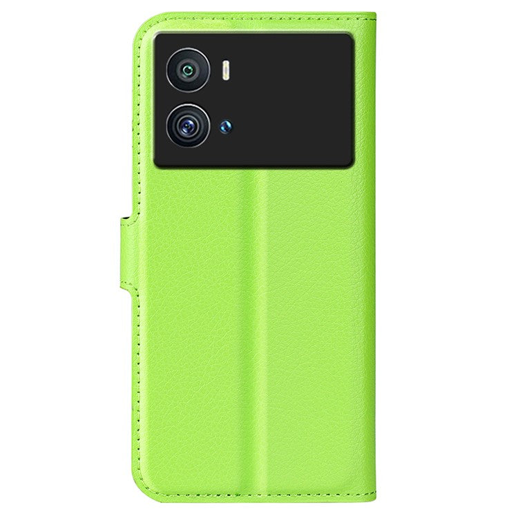 Litchi Texture Phone Case for vivo iQOO 9 Pro, Wallet Phone Stand PU Leather Protective Cover - Green