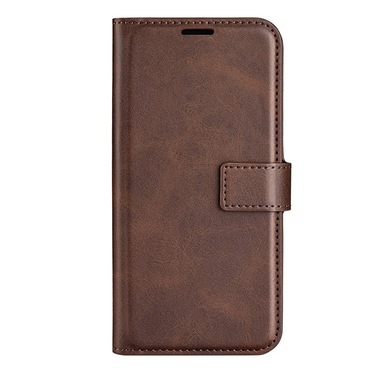 For Realme C35 Magnetic Folio Phone Cover Full Protection Textured PU Leather Wallet Stand Case - Dark Brown