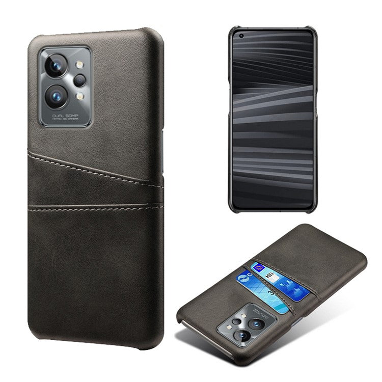 For Realme GT2 Pro Ultra Thin PU Leather + Hard PC Shell Card Slots Anti-Scratch Shockproof Phone Cover - Black