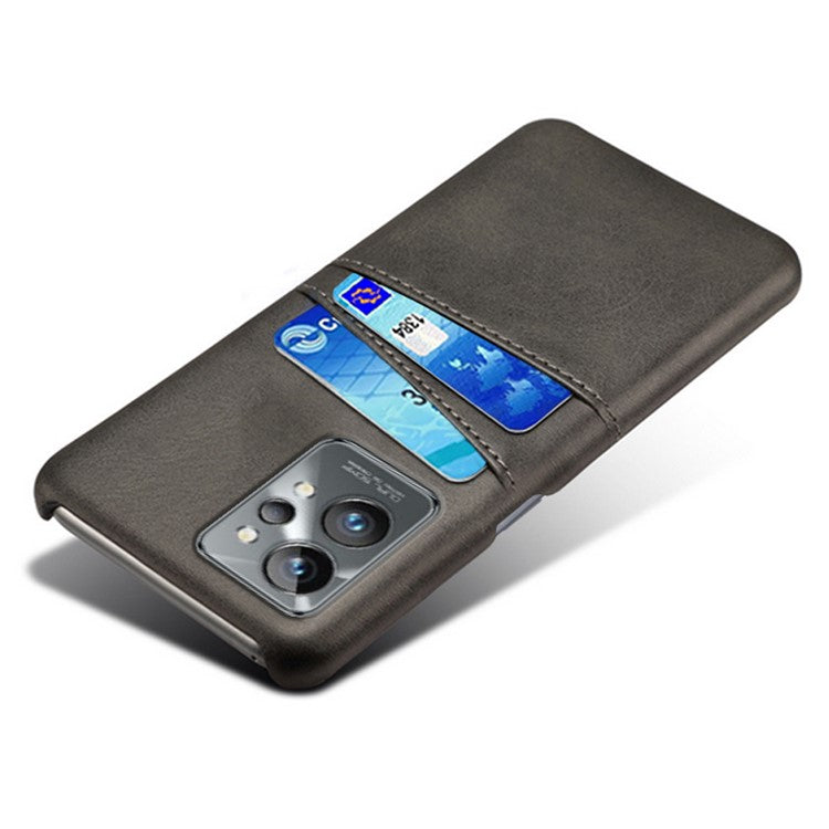 For Realme GT2 Pro Ultra Thin PU Leather + Hard PC Shell Card Slots Anti-Scratch Shockproof Phone Cover - Black