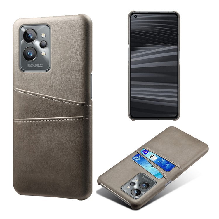 For Realme GT2 Pro Ultra Thin PU Leather + Hard PC Shell Card Slots Anti-Scratch Shockproof Phone Cover - Grey