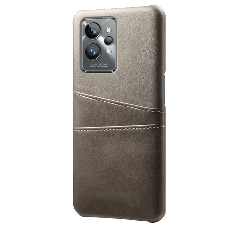 For Realme GT2 Pro Ultra Thin PU Leather + Hard PC Shell Card Slots Anti-Scratch Shockproof Phone Cover - Grey