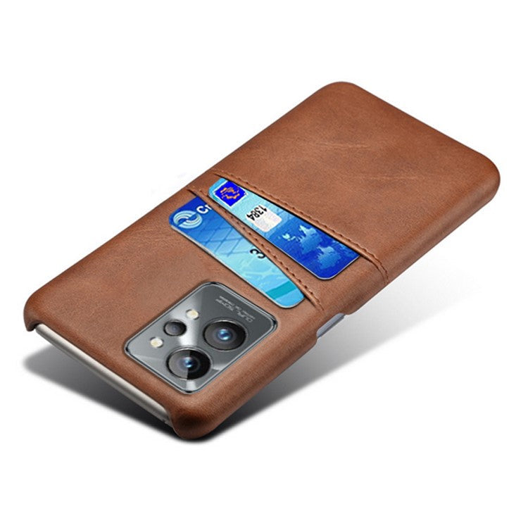 For Realme GT2 Pro Ultra Thin PU Leather + Hard PC Shell Card Slots Anti-Scratch Shockproof Phone Cover - Brown