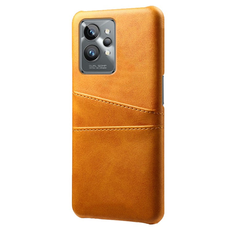 For Realme GT2 Pro Ultra Thin PU Leather + Hard PC Shell Card Slots Anti-Scratch Shockproof Phone Cover - Orange
