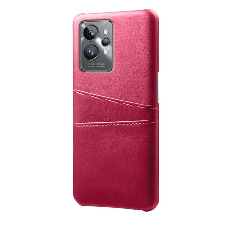 For Realme GT2 Pro Ultra Thin PU Leather + Hard PC Shell Card Slots Anti-Scratch Shockproof Phone Cover - Rose