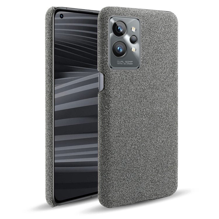 For Realme GT2 Pro Cloth Coated Hard PC Shell Ultra Thin Slim Protective Phone Cover - Grey