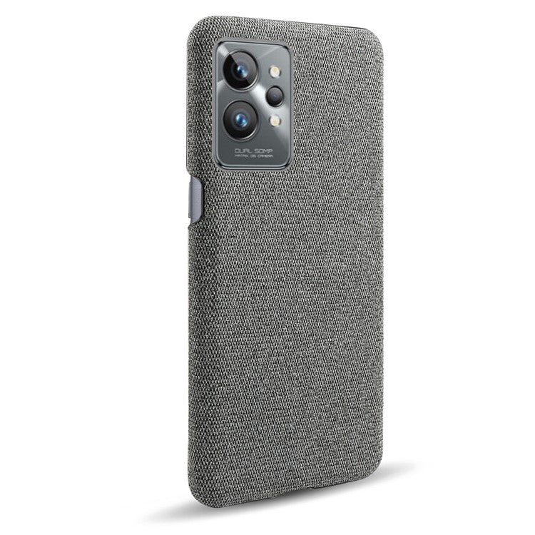 For Realme GT2 Pro Cloth Coated Hard PC Shell Ultra Thin Slim Protective Phone Cover - Grey