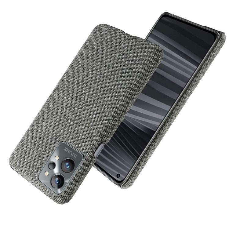 For Realme GT2 Pro Cloth Coated Hard PC Shell Ultra Thin Slim Protective Phone Cover - Grey